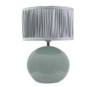 ValueLights | Eucalyptus Ceramic Table Lamp with Powder Blue Ruched Pleated Drum Shade Living Room Bedroom Light | Table Lamps, Home Décor & Improvement Essential | Included LED Bulb