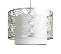 Valuelights Eugene White And Grey Geometric Design Cylinder Ceiling Light Shade (D)32Cm