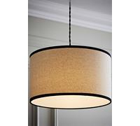 ValueLights Eva Linen Medium Drum Shade with Black Trim - Size: 20 x 35 x 35cm - Natural - Wilko