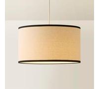 ValueLights | Eva Natural Linen Fabric with Black Trim Drum Light Shade and Bulb (D) 35cm | Shades, Home Décor & Improvement Essential | Bulb Included