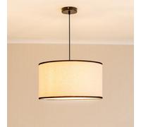 ValueLights | Large Easy Fit Natural Linen Drum Light Shade with a Black Trim Bedroom Hallway Lampshade | Shades, Home Décor & Improvement Essential | Included LED Bulb | 450mm Shade Width