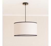 ValueLights | Large Easy Fit Natural Linen Drum Light Shade with a Black Trim Bedroom Hallway Lampshade | Shades, Home Décor & Improvement Essential | 450mm Shade Width