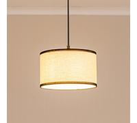 Valuelights Eva Natural Linen Fabric With Black Trim Small Drum Light Shade And Bulb (D)25Cm