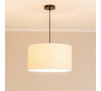 Valuelights Eva Natural Linen Fabric With White Trim Large Drum Light Shade And Bulb (D)45Cm
