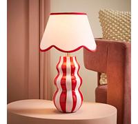 Valuelights Everie Pink Stripe Table Lamp With Scallop Shade