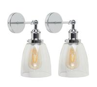 ValueLights Ezrah Pair of Silver Indoor Wall Lantern ValueLights Silver