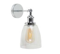 Valuelights Ezrah Retro Style Polished Chrome Adjustable Knuckle Joint Wall Light With Clear Glass Shade