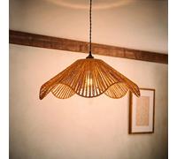 ValueLights Farai Natural Woven Rope Wavy Easy Fit Ceiling Lamp Shade with Bulb ValueLights Natural