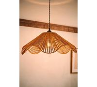 Valuelights Farai Natural Woven Rope Wavy Easy Fit Ceiling Lamp Shade With Bulb Natural One Size