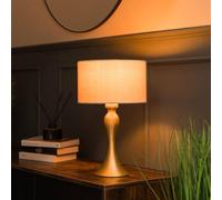 Valuelights Faulkner Gold Table Lamp With Small Natural Reni Shade In Metallic Gold Metallic Gold