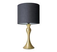 Valuelights Faulkner Modern Matt Gold Spindle Design Table Lamp With Black Drum Shade