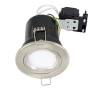 MiniSun | Fired Rated Die Cast Twist & Lock Brushed Chrome GU10 Ceiling Downlight | LED Bulbs, Home Décor & Improvement Essential | Includes Bulb [Warm White]