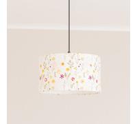 ValueLights | Easy Fit Small Floral Embroidered Fabric Drum Light Shade Bedroom Hallway Lampshade | Shades, Home Décor & Improvement Essential | 250mm Shade Width
