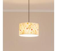 ValueLights | Easy Fit Medium Floral Embroidered Fabric Drum Light Shade Bedroom Hallway Lampshade | Shades, Home Décor & Improvement Essential | Included LED Bulb | 350mm Shade Width
