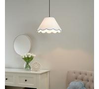 Valuelights Florie Large Easy Fit Natural Linen Tapered Light Shade With Blue Scallop Trim And Bulb (D)41Cm