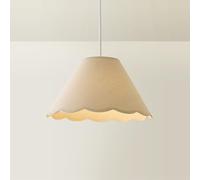 ValueLights | Florie Large Natural Linen Tapered Light Shade with Scallop Trim and Bulb (D) 41cm | Lamp Shades, Home Décor & Improvement Essential