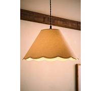 ValueLights Florie Natural Linen Large Taper Scallop Pastel Trim Lamp Shade & Bulb in Cream ValueLights Cream