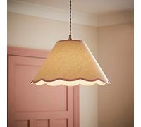 Valuelights Florie Natural Linen Large Tapered Lamp Shade With Scallop Pink Trim (D)41Cm