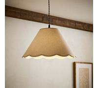 ValueLights Florie Natural Linen Large Tapered Lamp Shade with Scallop Pastel Trim in Cream ValueLights Cream