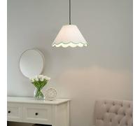 Valuelights Florie Natural Linen Large Tapered Scallop Pastel Trim Lamp Shade & Led Bulb In Green Green One Size