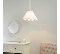Valuelights Florie Natural Linen Large Tapered Scallop Pastel Trim Lamp Shade & Led Bulb In Pink Pink One Size