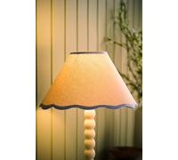 ValueLights | Small Natural Linen Tapered Light Shade with Blue Scallop Trim for Table Lamp | Lamp Shades, Home Décor & Improvement Essential | Includes Bulb | 27cm Shade Width