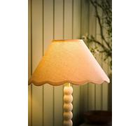 Valuelights Florie Natural Linen Small Taper Scallop Pastel Trim Lamp Shade & Bulb In Cream Cream