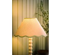 ValueLights | Small Natural Linen Tapered Light Shade with Green Scallop Trim for Table Lamp | Lamp Shades, Home Décor & Improvement Essential | Includes Bulb | 27.5cm Shade Width