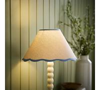 ValueLights Florie Natural Linen Small Tapered Lamp Shade with Scallop Pastel Trim in Blue ValueLights Blue