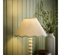 ValueLights Florie Scallop Green Trim Small Shade - Size: 15 x 27.5 x 27.5cm - Cream - Wilko