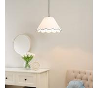 Valuelights Florie Natural Linen Small Tapered Lamp Shade With Scallop Pastel Trim In Blue Blue One Size