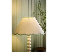 ValueLights Florie Scallop Green Trim Small Shade - Size: 15 x 27.5 x 27.5cm - Cream - Wilko
