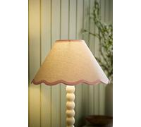 Valuelights Florie Natural Linen Small Tapered Lamp Shade With Scallop Pastel Trim In Pink Pink