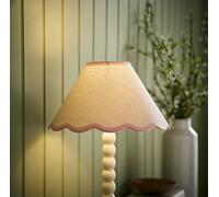 ValueLights | Small Natural Linen Tapered Light Shade with Pink Scallop Trim for Table Lamp | Lamp Shades, Home Décor & Improvement Essential | 27.5cm Shade Width