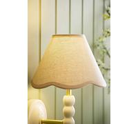 Valuelights Florie Natural Linen Tapered Scalloped Pastel Trim Mini Lamp Shade In Cream Cream