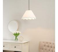 ValueLights | Small Natural Linen Tapered Light Shade with Green Scallop Trim for Table Lamp | Lamp Shades, Home Décor & Improvement Essential | Includes Bulb | 27.5cm Shade Width