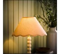 ValueLights Florie Natural Linen Small Taper Scallop Pastel Trim Lamp Shade & Bulb in Cream ValueLights Cream