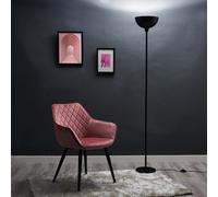 Valuelights Forseti Modern Black Uplighter Floor Lamp With Bowl Shaped Shade - Includes 6W Led Gls Bulb 3000K Warm White