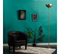Valuelights Forseti Modern Gold Uplighter Floor Lamp With Bowl Shaped Shade - Includes 6W Led Gls Bulb 3000K Warm White
