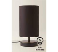 ValueLights | Matt Black Cylinder Touch Dimmer Table Lamp with Black Fabric Shade | Home Décor, Bedside & Desk Lamp | Includes Bulb