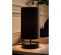 ValueLights | Matt Black Cylinder Touch Dimmer Table Lamp with Black Fabric Shade | Home Décor, Bedside & Desk Lamp | Includes Bulb