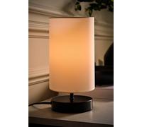 ValueLights | Matt Black Cylinder Touch Dimmer Table Lamp with White Fabric Shade | Home Décor, Bedside & Desk Lamp | Includes Bulb