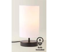 Valuelights Francis Black Dimmable Touch Table Lamp With Fabric Shade With Bulb In White White