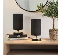 ValueLights | Matt Black Cylinder Touch Dimmer Table Lamp with Black Fabric Shade | Table Lamps, Home Décor & Improvement Essential