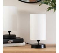 ValueLights | Matt Black Cylinder Touch Dimmer Table Lamp with White Fabric Shade | Table Lamps, Home Décor & Improvement Essential