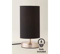 ValueLights Francis Brushed Chrome Dimmable Touch Table Lamps with Fabric Shade in Black ValueLights Black
