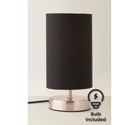 ValueLights | Brushed Chrome Cylinder Touch Dimmer Table Lamp with Black Fabric Shade | Home Décor, Bedside & Desk Lamp | Includes Bulb