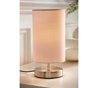ValueLights Francis Brushed Chrome Dimmable Touch Table Lamps with Fabric Shade in Dusty Pink ValueLights Dusty Pink