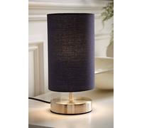 Valuelights Francis Brushed Chrome Dimmable Touch Table Lamps With Fabric Shade In Navy Navy