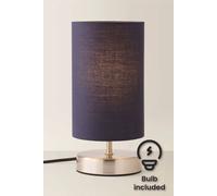 Valuelights Francis Brushed Chrome Dimmable Touch Table Lamps With Fabric Shade In Navy Navy